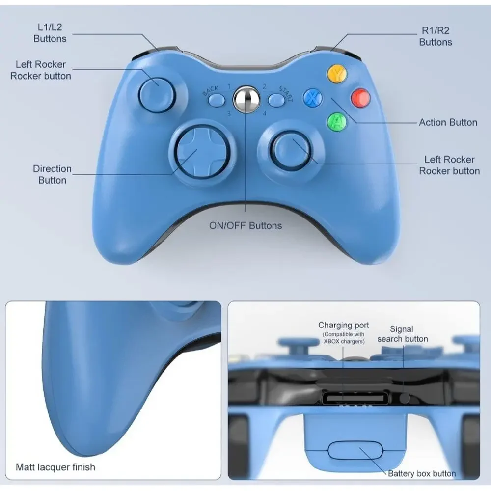 Wireless Controller Xbox 360, Astarry 2.4GHZ Gamepad Joystick, 360 PC Windows